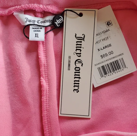Juicy Couture Big Bling Velour Track Shorts Women's XL Pink - Picture 9 of 10